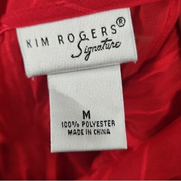 Vintage Kim Rogers signature red Chiffon top Size M - Picture 5 of 5
